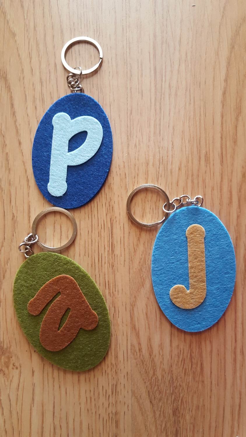 Felt initials key chains |Keeping it Real