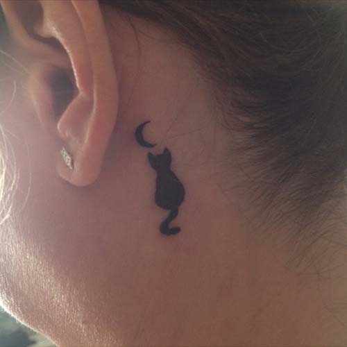 kulak arkası kara kedi dövmesi behind ear black cat tattoo kulak arkası kara kedi dövmesi behind ear black cat tattoo