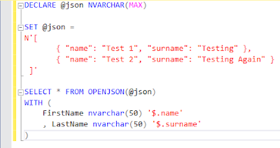 Asp.Net & SQL: How to parse json data in table row using MS SQL OPENJSON