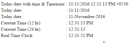 AngularJs: Display today's date, time and timezone