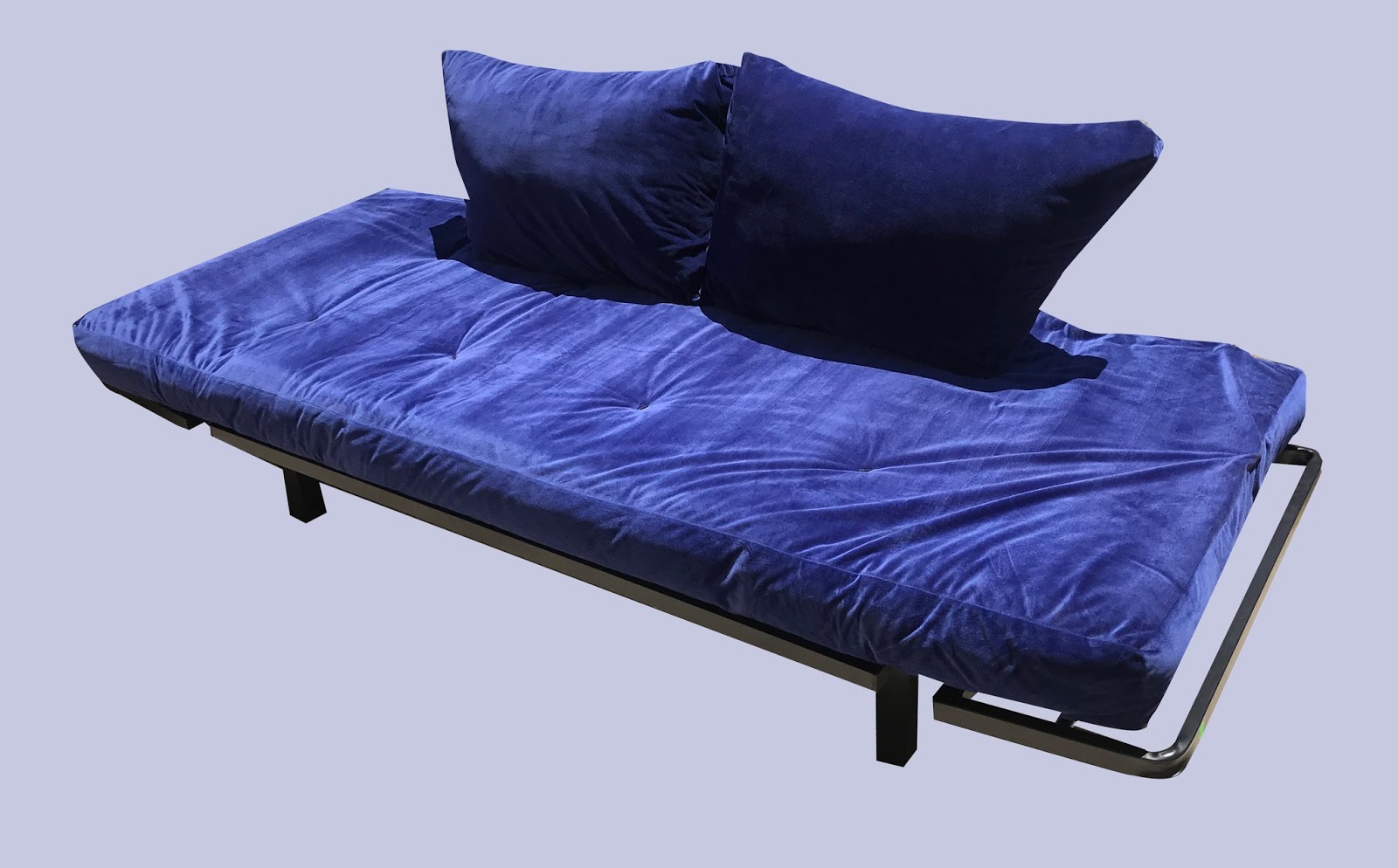 Uhuru Furniture & Collectibles Blue Velvet Loveseat Futon 125 SOLD