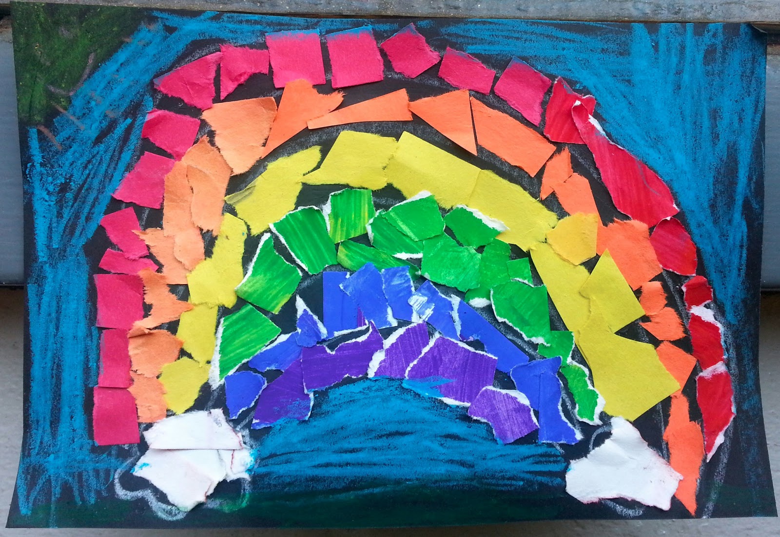 Recycled Torn PaintedPaper Mosaics (1st) Art with Mrs. Nguyen