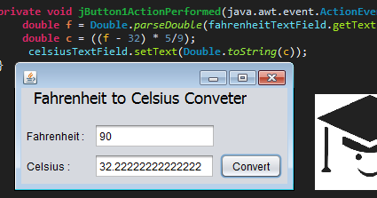 Fahrenheit to Celsius converter in Java with GUI | Fahrenheit to ...