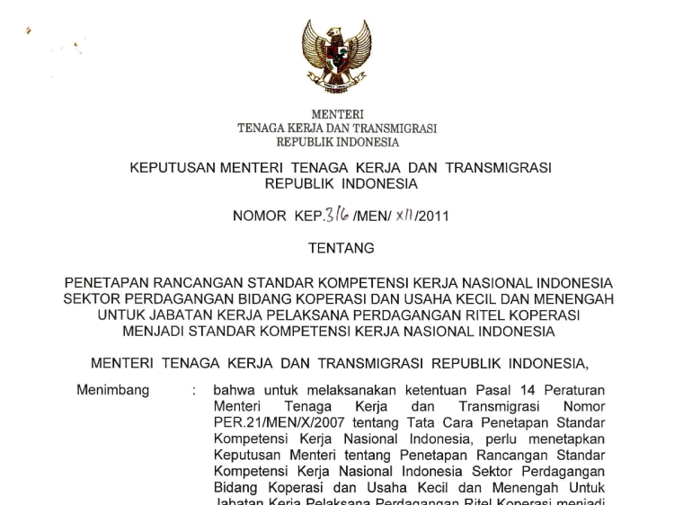 SKKNI Pemasaran / Perdagangan Ritel Bisnis dan Pemasaran SKKNI Pemasaran / Perdagangan Ritel Bisnis dan Pemasaran