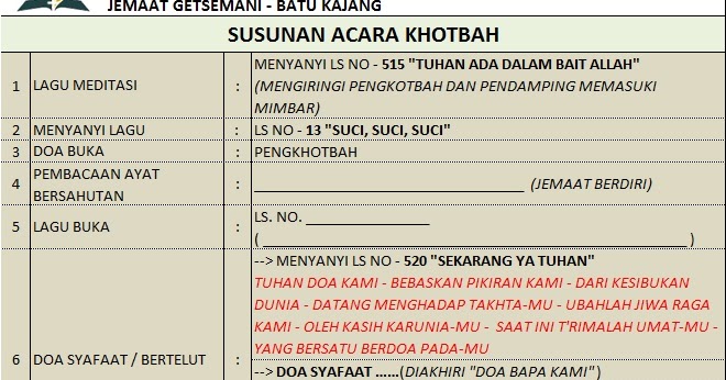 Panduan Susunan Acara Khotbah Sabat Panduan Susunan Acara Khotbah Sabat