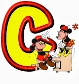 Lindo alfabeto de Mickey y Minnie tocando el piano C.
