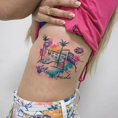 Joyful Watercolor Tattoos by Felipe Bernardes