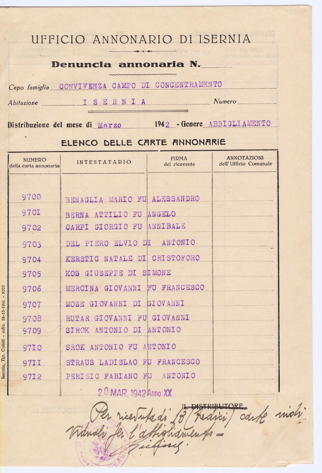 Lib[e]ri Isernia «Antico Distretto» Campo di internamento 1940/43