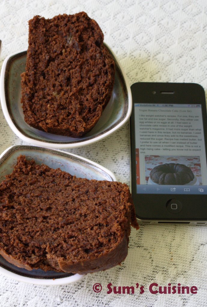 Sum's Cuisine: Banana Chocolate Cake - Vegan and low fat