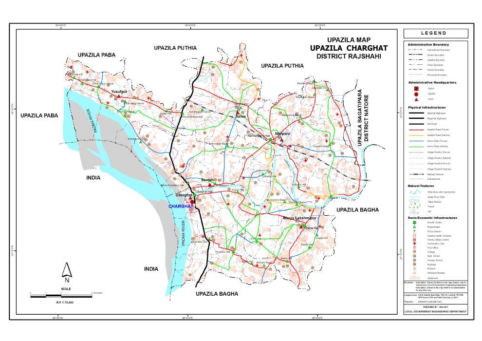Charghat Upazila Map Rajshahi District Bangladesh