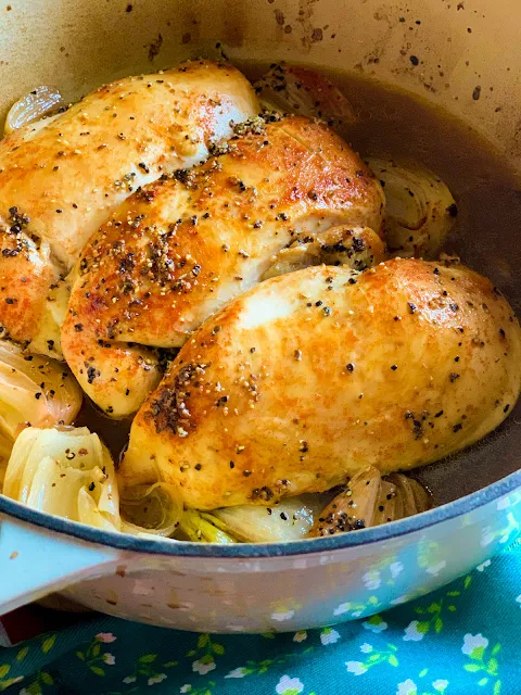 Oven Rotisserie Chicken Breast, succulent tender chicken breast that stands on its own or in any dish that calls for cooked chicken and better than store bought.