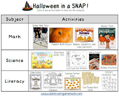 Classroom Freebies: Halloween and Fall Planning in a SNAP!