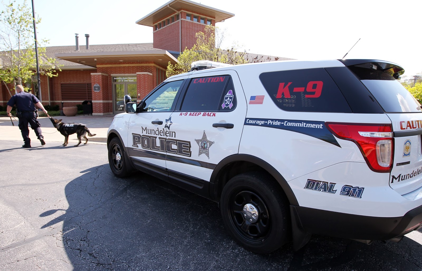 Mark Kodiak Ukena Mundelein Police K9 Titan the Dog wears New Armored