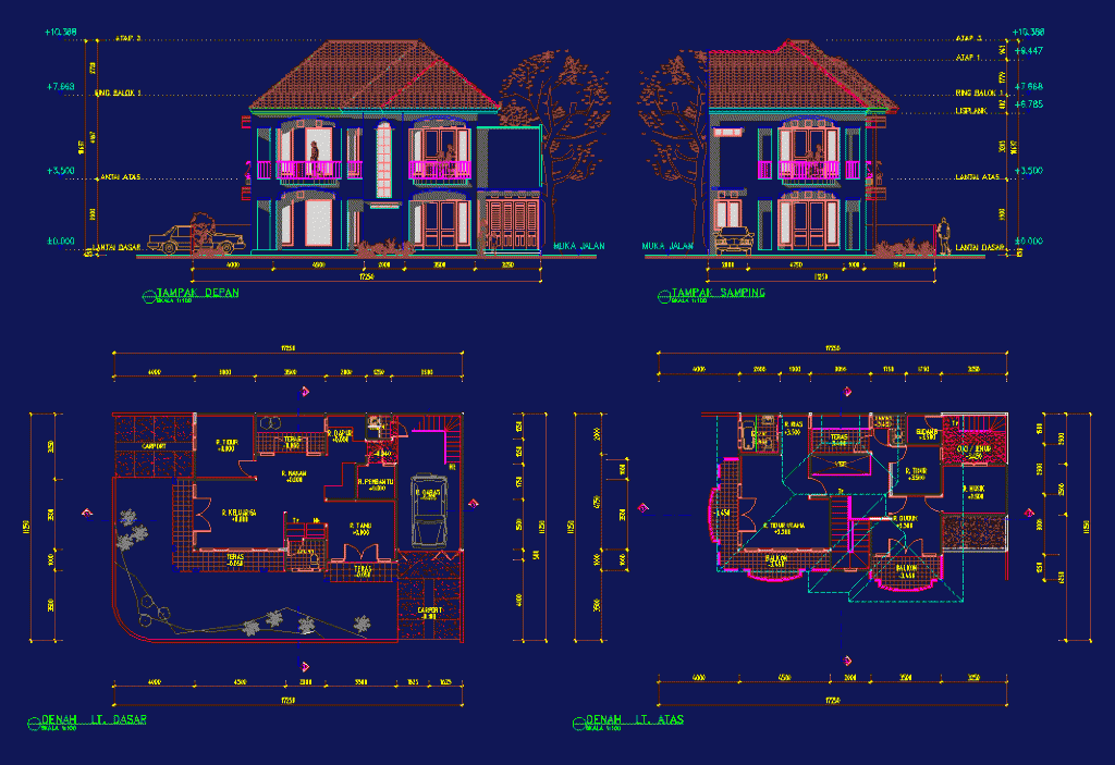 Gambar Autocad Desain Gratis Rumah 2 lantai - INFO 