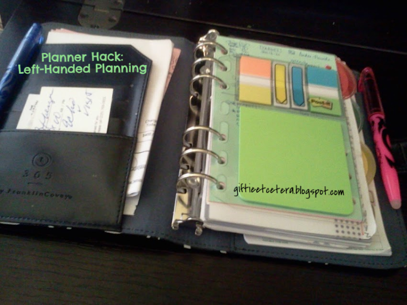 Planner Hack LeftHanded Planning Giftie Etcetera Planner Hack