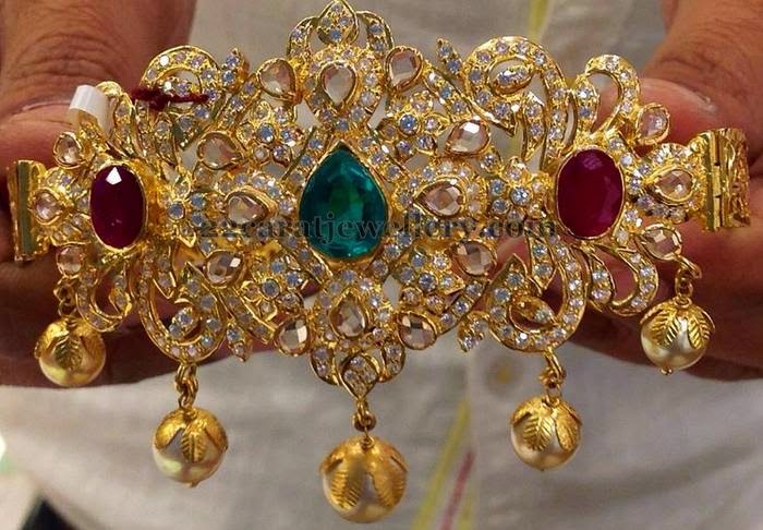 Gemstone Heavy Bridal Arm Band - Jewellery Designs