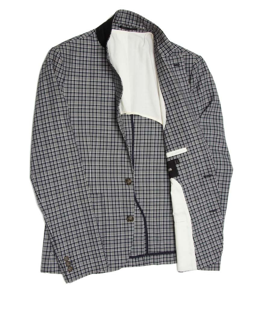 ASOS Slim Fit Check Blazer in Navy ~ Fashion Brands