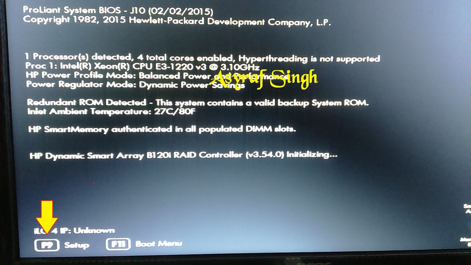 How to configuring Dynamic HP Smart Array B120i RAID support On HP Proliant ML10 V2 server