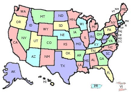 50 States Map Labeled