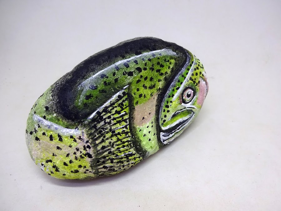 PIEDRAS PINTADAS CON PECES: TRUCHA