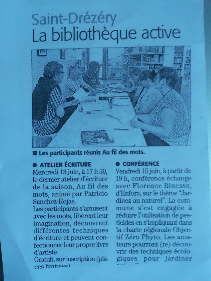 Atelier d'écriture Saint-Drézery - Le 13 juin 2018 - Patricio SANCHEZ ROJAS