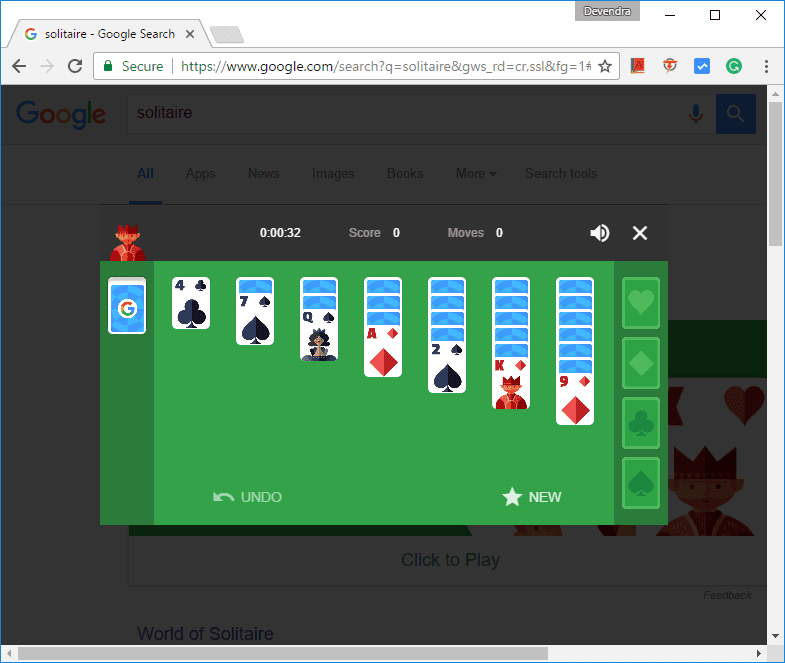 google solitaire game