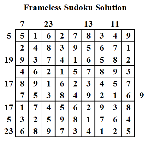 Frameless Sudoku (Daily Sudoku League #24) Solution