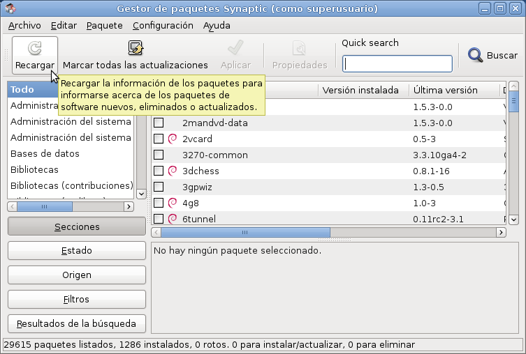 Computación para Todos Actualizar la Lista de Paquetes en Modo Gráfico con Synaptic Computación para Todos Actualizar la Lista de Paquetes en Modo Gráfico con Synaptic