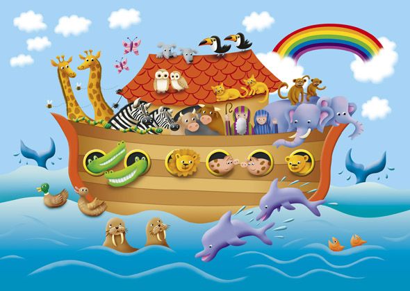 Arca de Noé navegando para niños