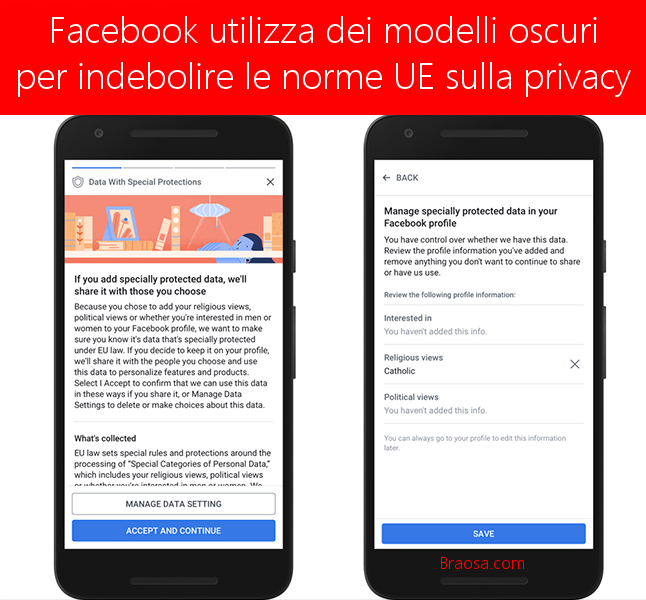 Facebook usa dei black pattern per minare le norme europee sulla privacy