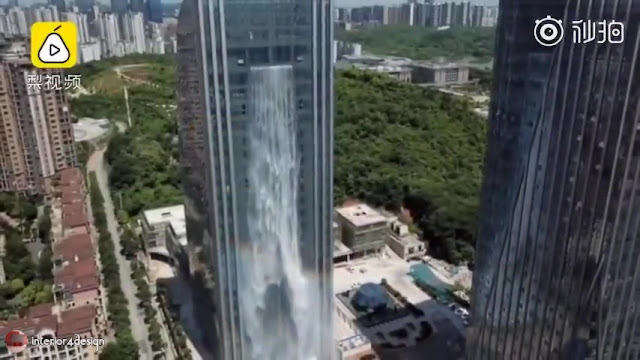 Artificial Waterfall Pours Out Of Guiyang Skyscraper 1