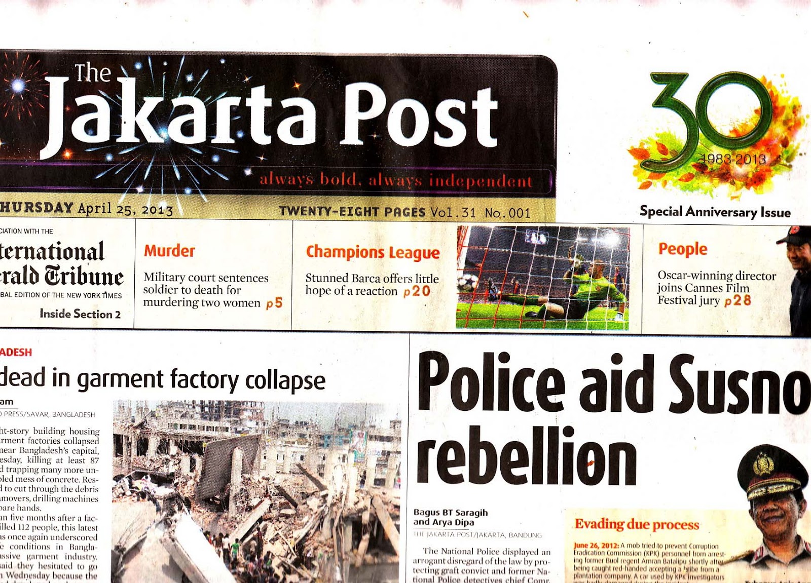 Koleksi K. Atmojo 2: Koran: "The Jakarta Post" Tahun 2013