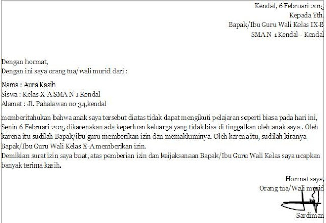 Contoh Surat Izin Tidak Masuk Sekolah Sakit Contoh Surat Izin Tidak Masuk Sekolah Sakit