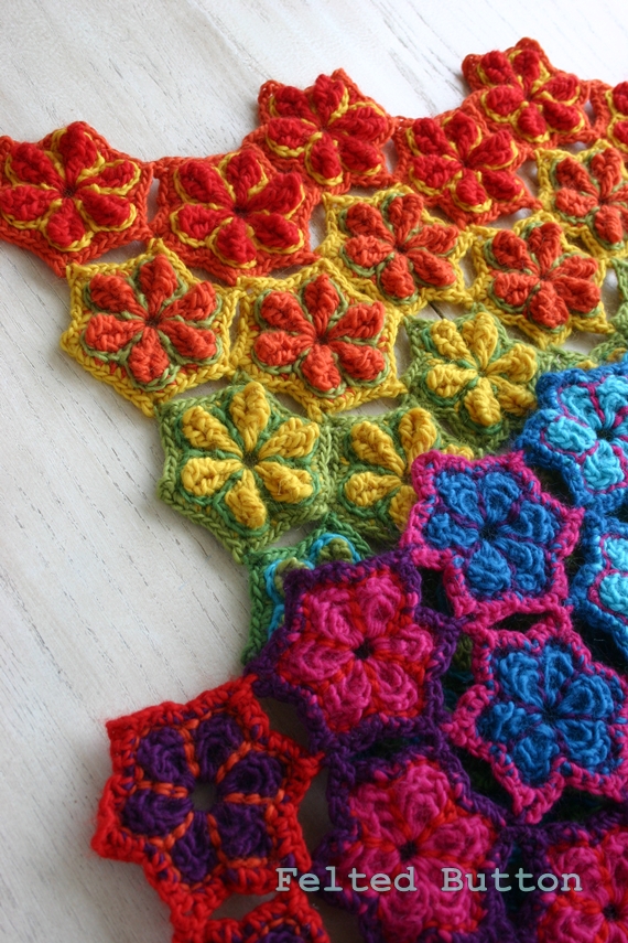 Felted Button Colorful Crochet Patterns Star Fruit Rug & Blanket