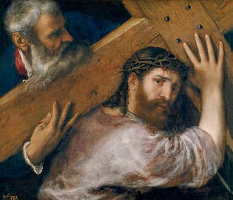 Pintura. Cristo con la cruz a cuestas de Tiziano