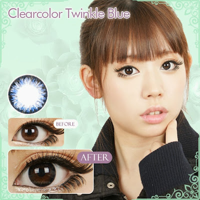 Clear Color Twinkle Blue Contact Lenses at ohmylens.com
