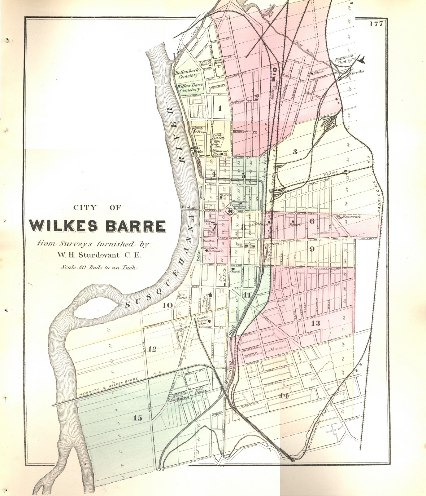 Connexion to History: 1873 Map of Wilkes Barre, PA