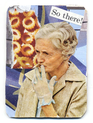 hand cut collage artist trading card