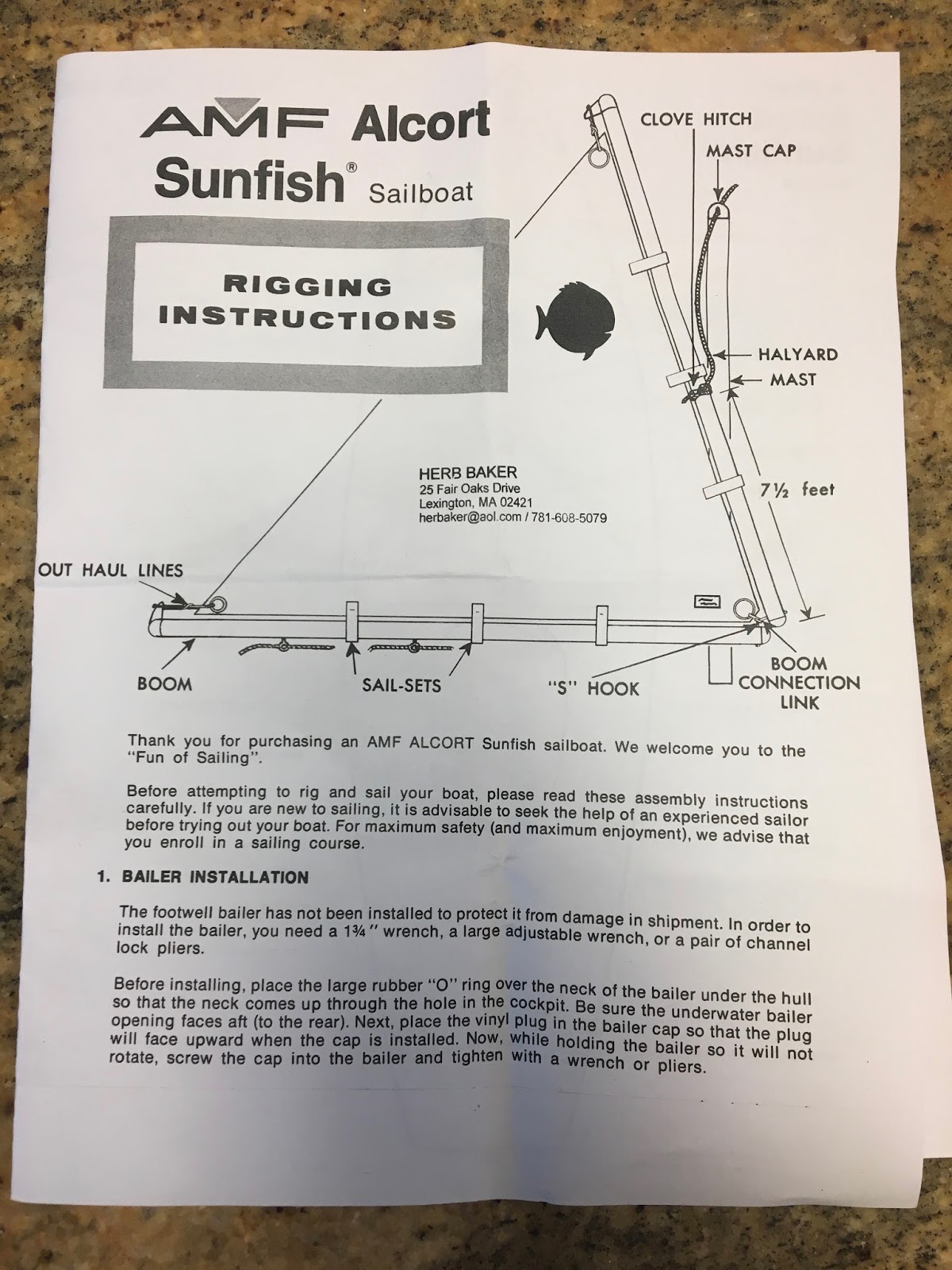 Small Boat Restoration AMF Alcort Sunfish Rigging Instructions and