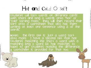 Classroom Freebies Too: Long and Short O word sort
