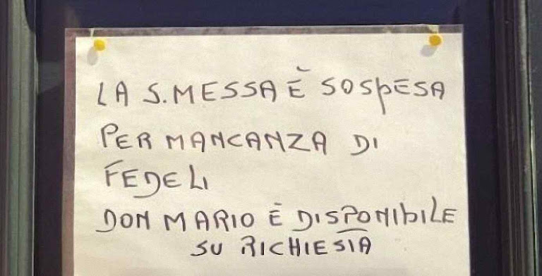 Missa suspensa por falta de fiéis em Veneza. Missa suspensa por falta de fiéis em Veneza.