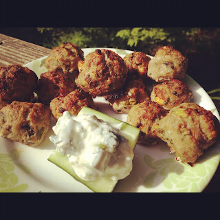 Easy Summer Recipes include these Greek Meatballs with Tzatziki Sauce. Get the recipe on basilmomma.com