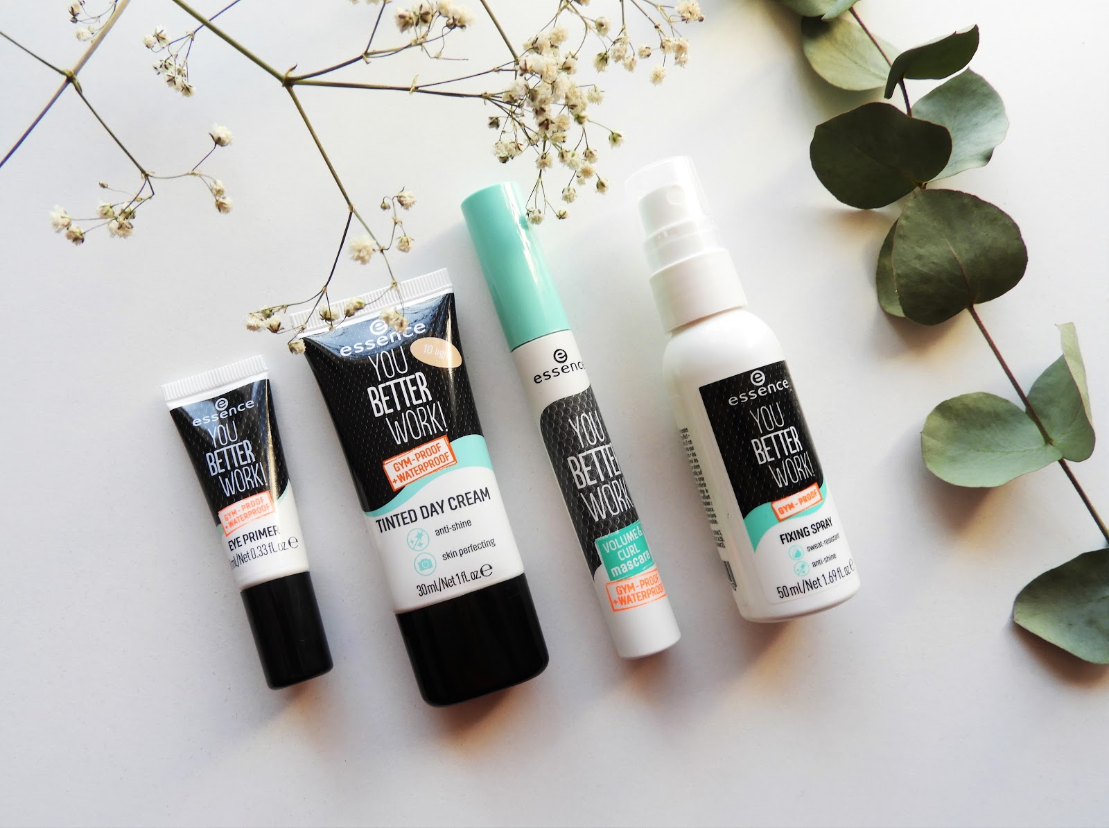 Essence You Better Work producten Tinted Day Cream, Mascara, Fixing