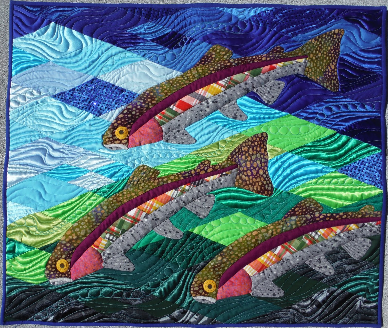 Enchanting Quilts Rainbow Trout The making of a challenge quilt