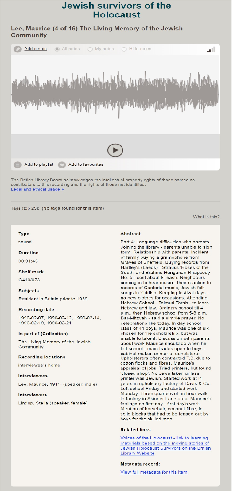 kutatásiNapló The British Library Sounds