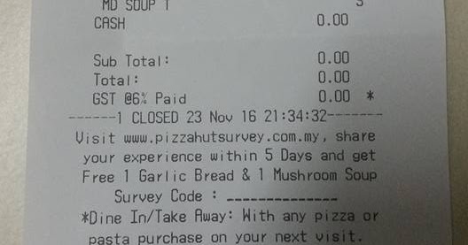 Pizza hut survey coupon code