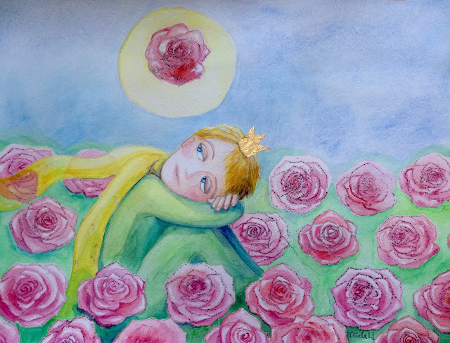 #lepetitprince #aideleit #watercolor #aquarelle #roses #roosid #crown #kroon #prints #art #illustratsioon