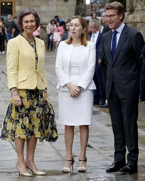 Queen Sofia of Spain inaugurated the conservation and restoration project of the arcade of Santiago's Cathedral in Santiago de Compostela