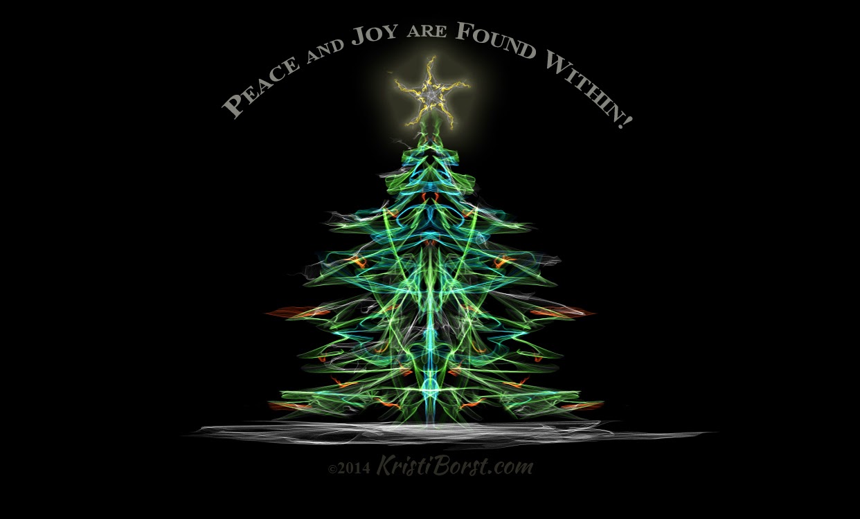 Kristi's artwork of a yule tree with inner and outer light