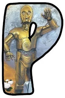 Letras con R2D2 y C3PO de la Guerra de las Galaxias. Star Wars R2D2 and C3PO Letters.